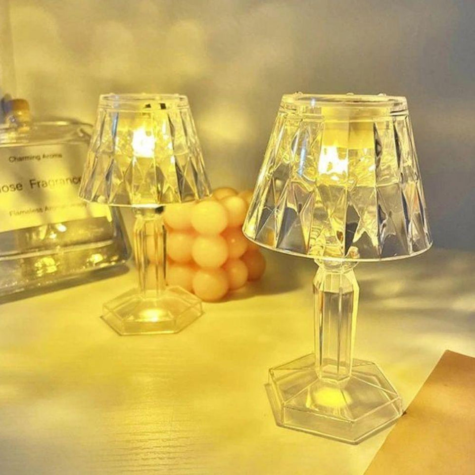 Small White Crystal Night Lamp - 1 Pc Golden Light