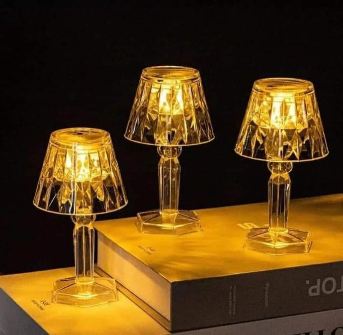 Small White Crystal Night Lamp - 1 Pc Golden Light